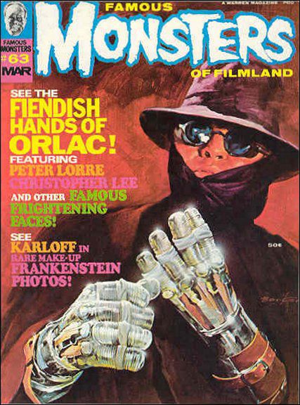 FAMOUS MONSTERS OF FILMLAND magazine side cover Issue 63 March 1970
