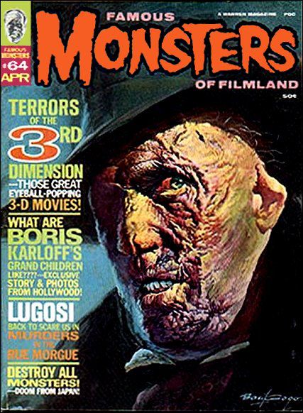 FAMOUS MONSTERS OF FILMLAND magazine side cover Issue 64 April 1970