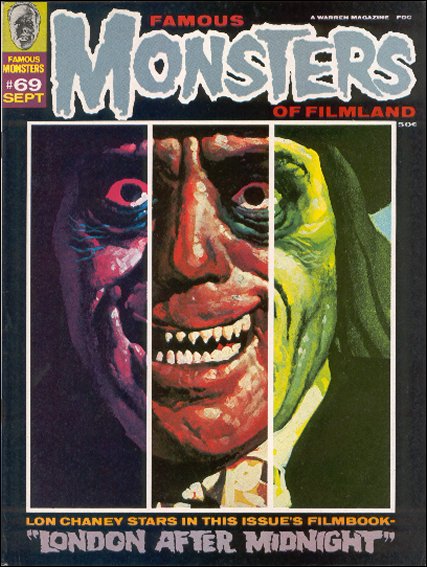 FAMOUS MONSTERS OF FILMLAND magazine side cover Issue 69 September 1970