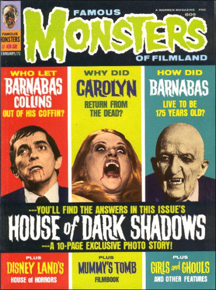 FAMOUS MONSTERS OF FILMLAND magazine side cover Issue 82  1971