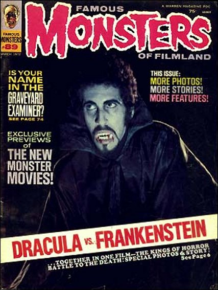 FAMOUS MONSTERS OF FILMLAND magazine side cover Issue 89  1972