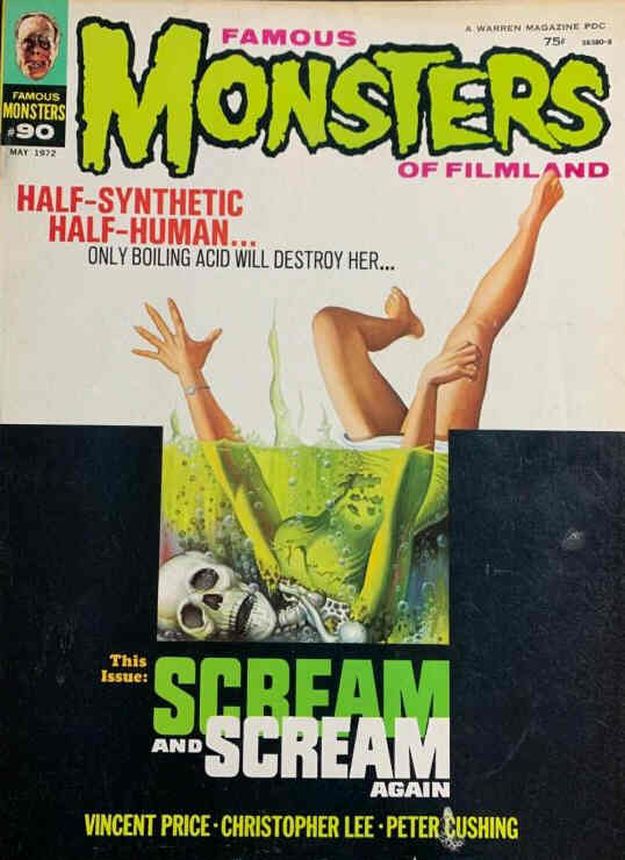 FAMOUS MONSTERS OF FILMLAND magazine side cover Issue 90  1972