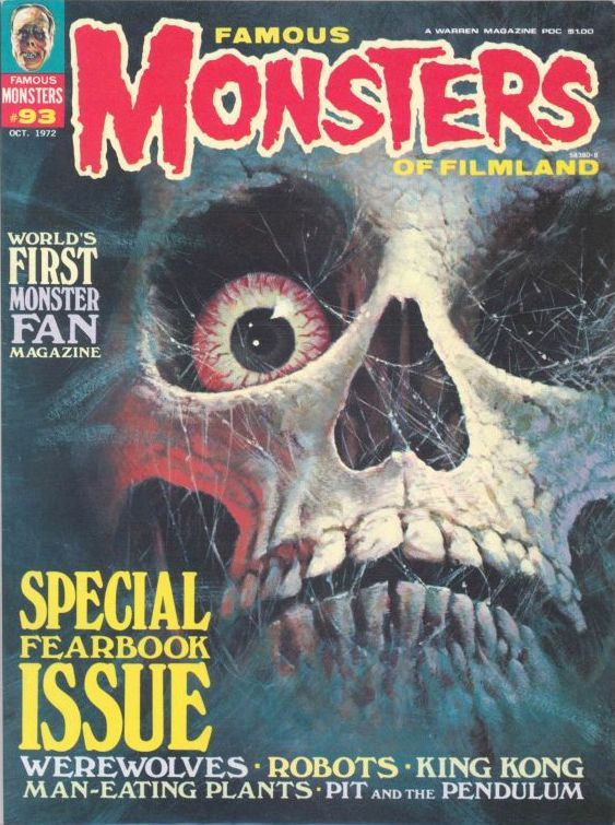 FAMOUS MONSTERS OF FILMLAND magazine side cover Issue 93  1972