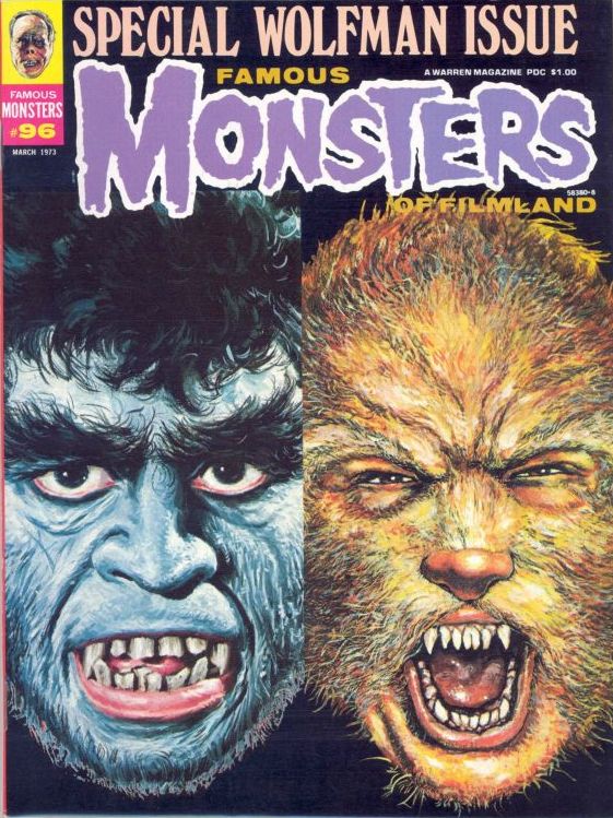 FAMOUS MONSTERS OF FILMLAND magazine side cover Issue 96  1973