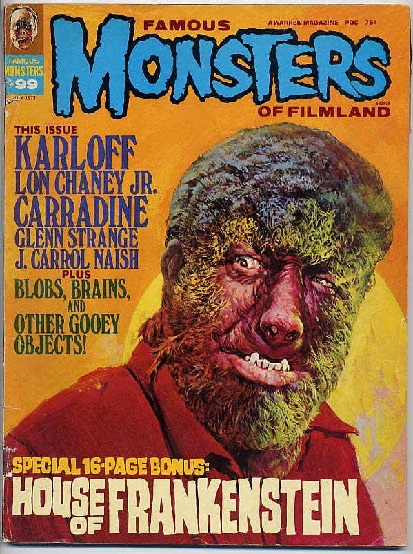 FAMOUS MONSTERS OF FILMLAND magazine side cover Issue 99  1973