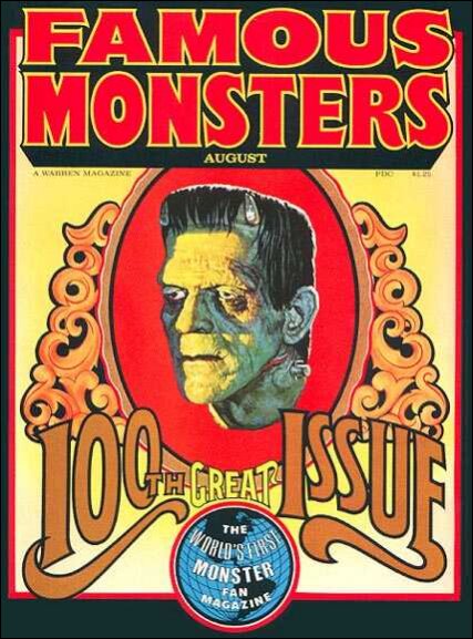 FAMOUS MONSTERS OF FILMLAND magazine side cover Issue 100  1973
