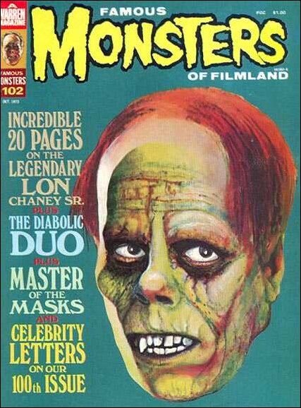 FAMOUS MONSTERS OF FILMLAND magazine side cover Issue 102  1973