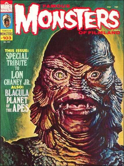 FAMOUS MONSTERS OF FILMLAND magazine side cover Issue 103  1973