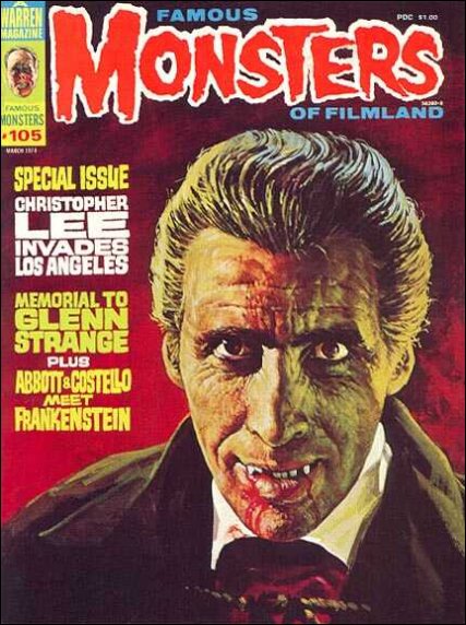 FAMOUS MONSTERS OF FILMLAND magazine side cover Issue 105  1974