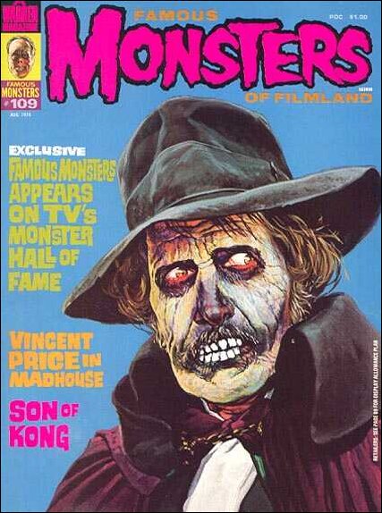 FAMOUS MONSTERS OF FILMLAND magazine side cover Issue 109  1974