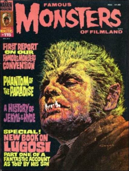 FAMOUS MONSTERS OF FILMLAND magazine side cover Issue 115  1975