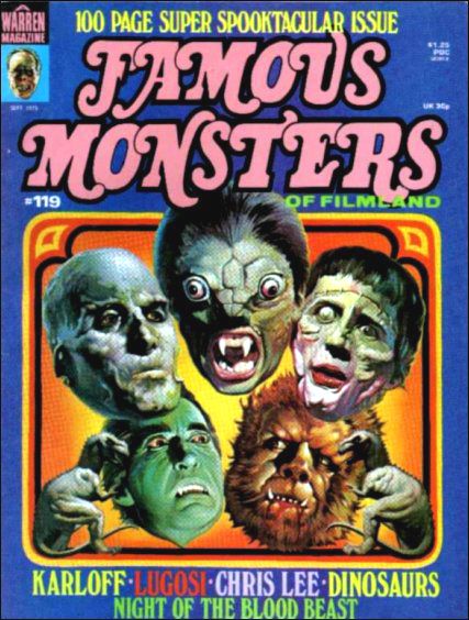 FAMOUS MONSTERS OF FILMLAND magazine side cover Issue 119  1975