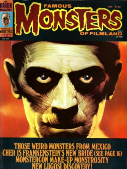 FAMOUS MONSTERS OF FILMLAND magazine side cover Issue 121  1975