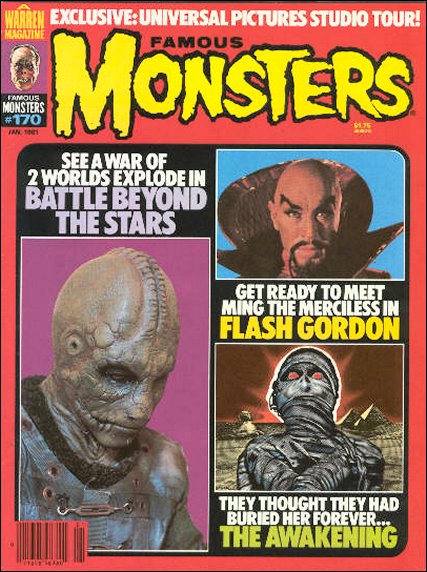 FAMOUS MONSTERS OF FILMLAND magazine side cover Issue 170 January 1981