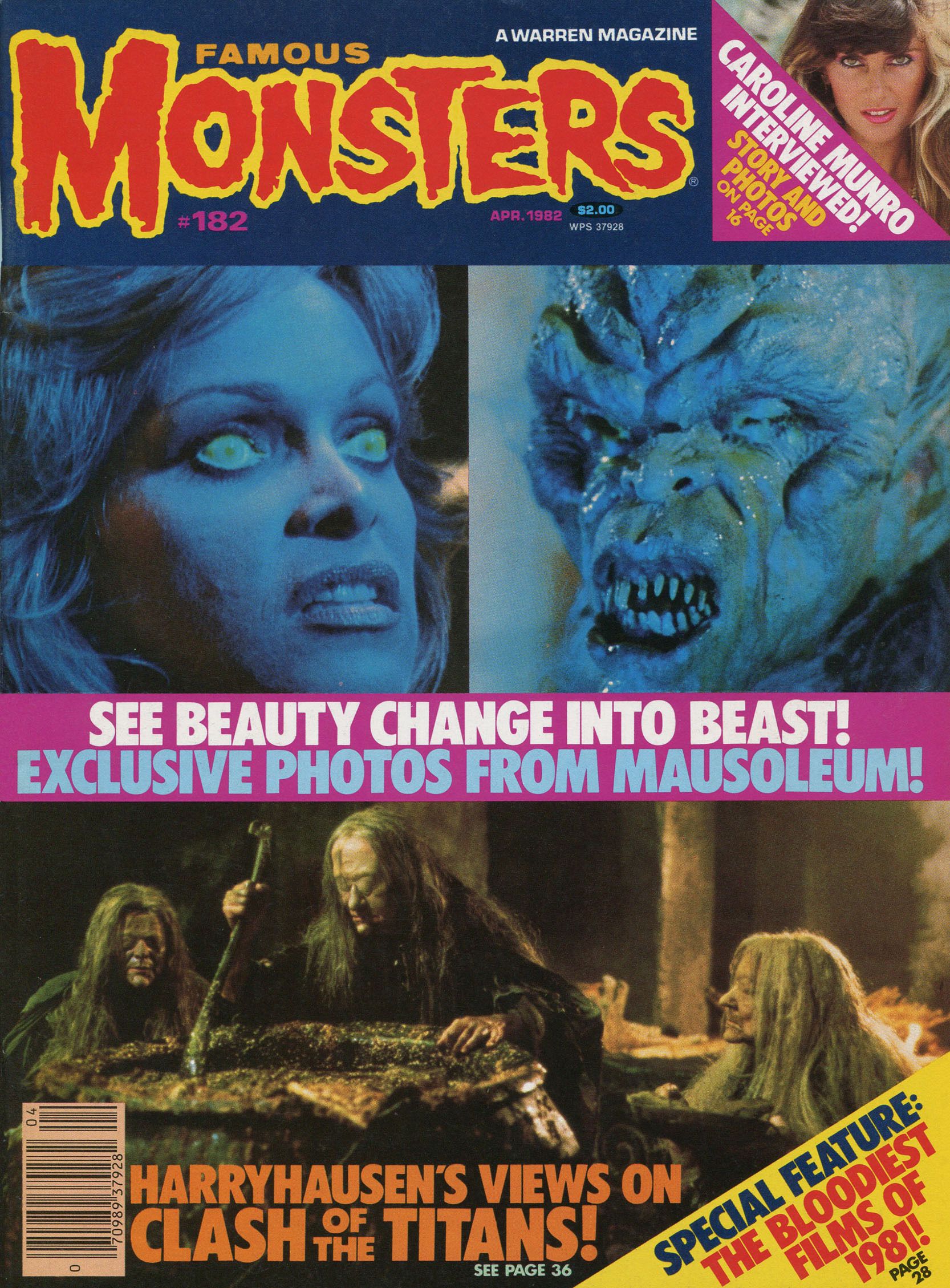 FAMOUS MONSTERS OF FILMLAND magazine side cover Issue 182 April 1982