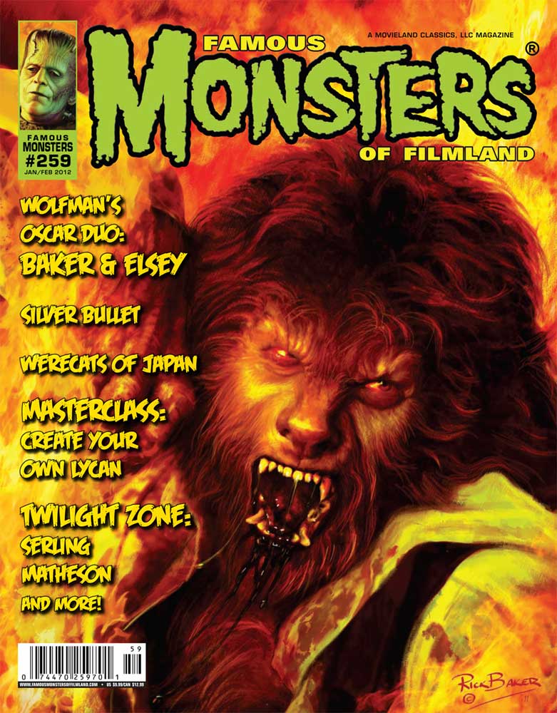 FAMOUS MONSTERS OF FILMLAND magazine side cover Issue 259 January/February 2012