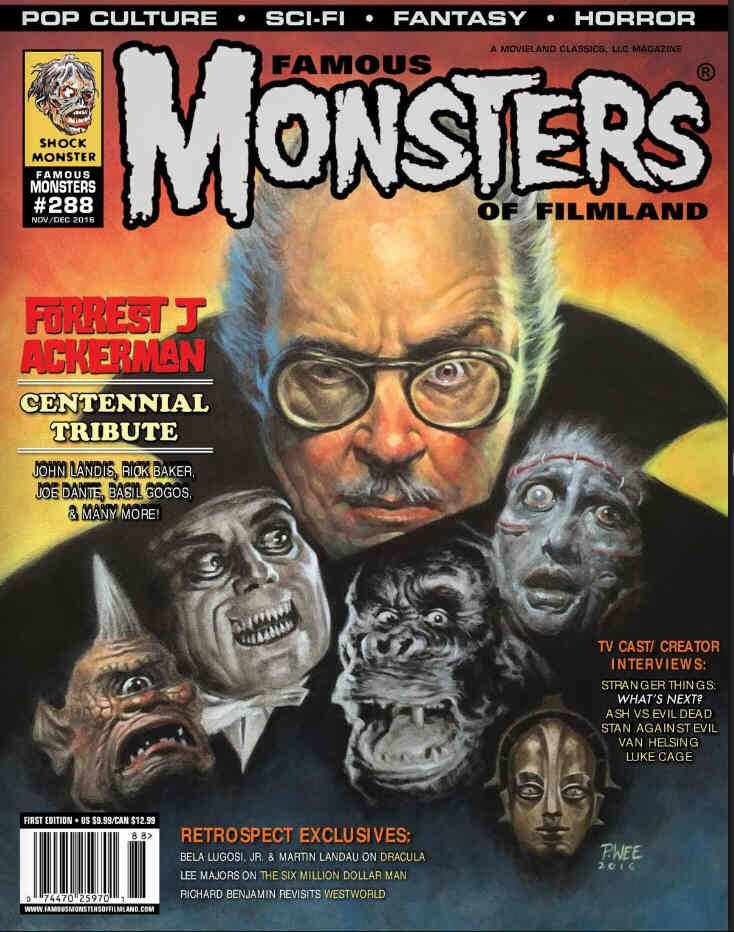 FAMOUS MONSTERS OF FILMLAND magazine side cover Issue 288 November/December 2016