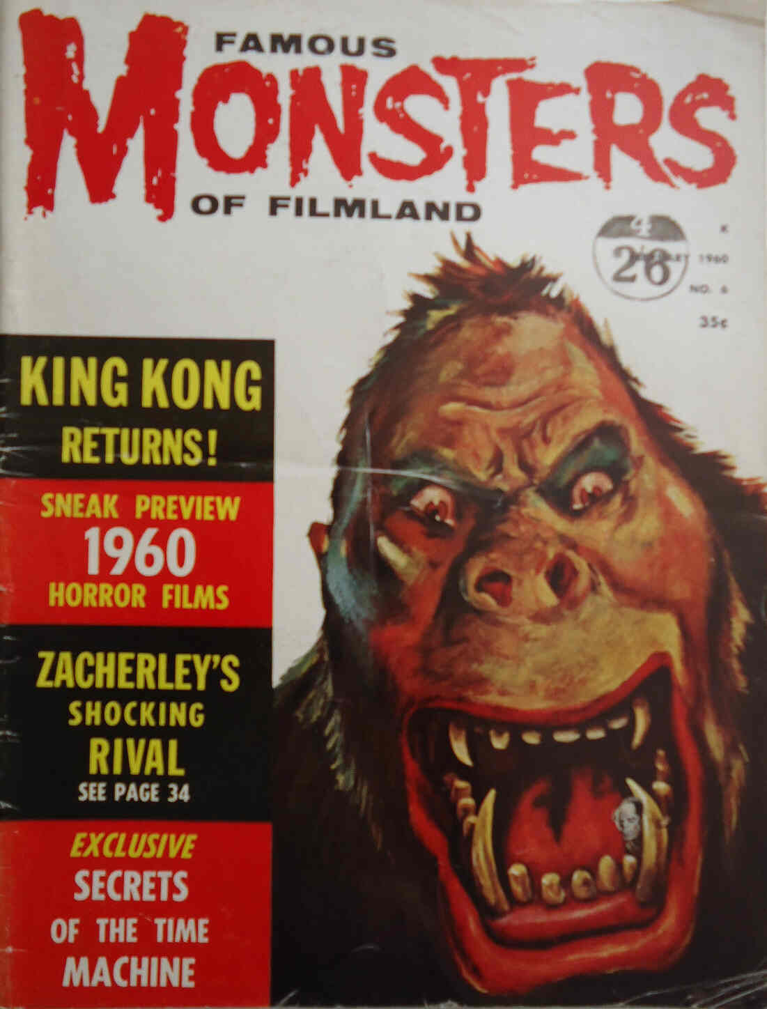 FAMOUS MONSTERS OF FILMLAND (British Edition) magazine side cover Issue 6 February 1960