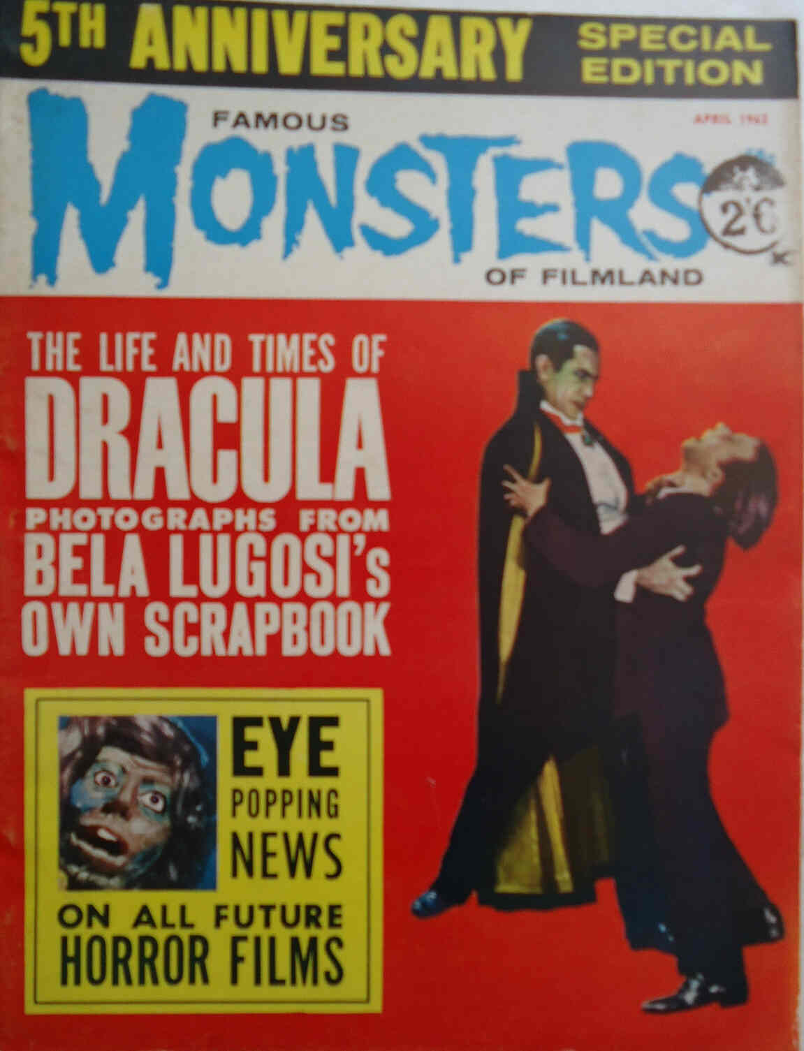 FAMOUS MONSTERS OF FILMLAND (British Edition) magazine side cover Issue 22 April 1963