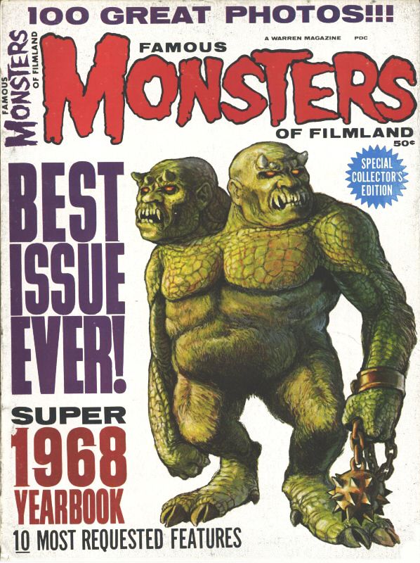 FAMOUS MONSTERS OF FILMLAND magazine side cover  Year Book  1968