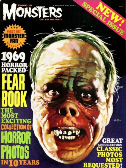 FAMOUS MONSTERS OF FILMLAND magazine side cover  Year Book  1969