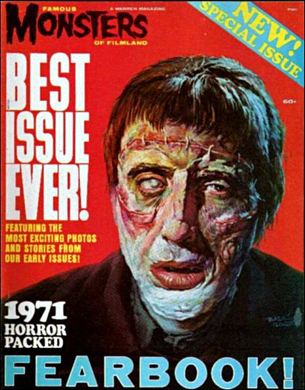 FAMOUS MONSTERS OF FILMLAND magazine side cover  Year Book  1971