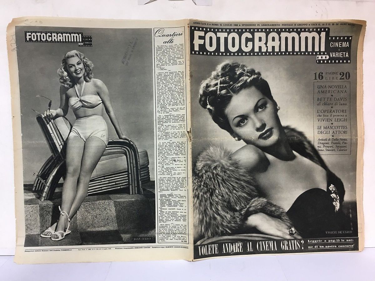 FOTOGRAMMI magazine side cover Issue 2 25 July 1946