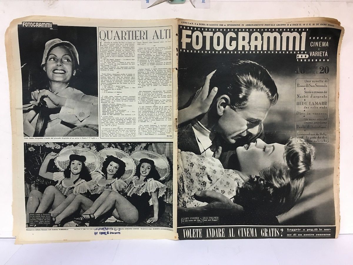 FOTOGRAMMI magazine side cover Issue 3 10 August 1946