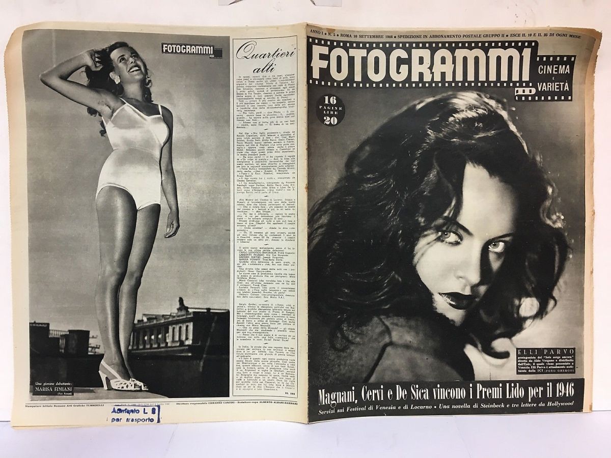 FOTOGRAMMI magazine side cover Issue 5 10 September 1946
