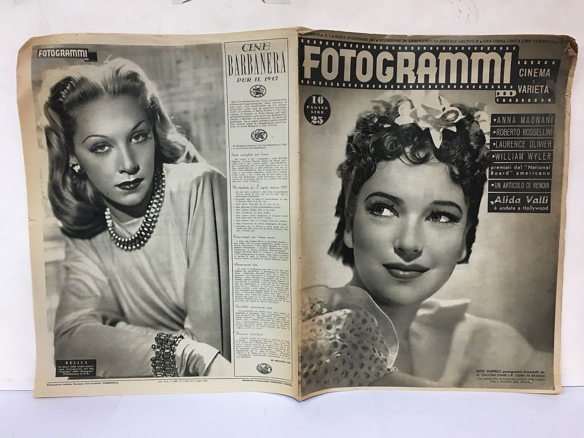FOTOGRAMMI magazine side cover Issue 1 10 January 1947
