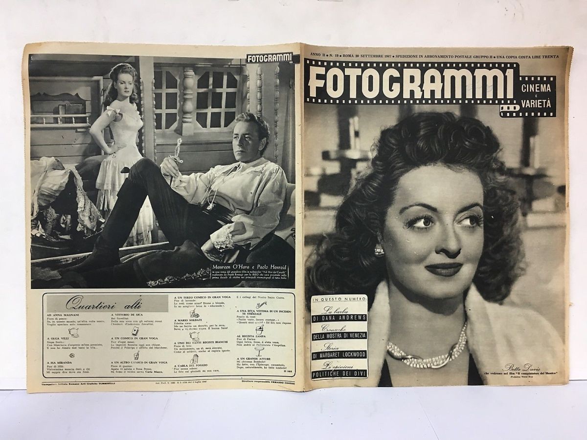FOTOGRAMMI magazine side cover Issue 19 20 September 1947