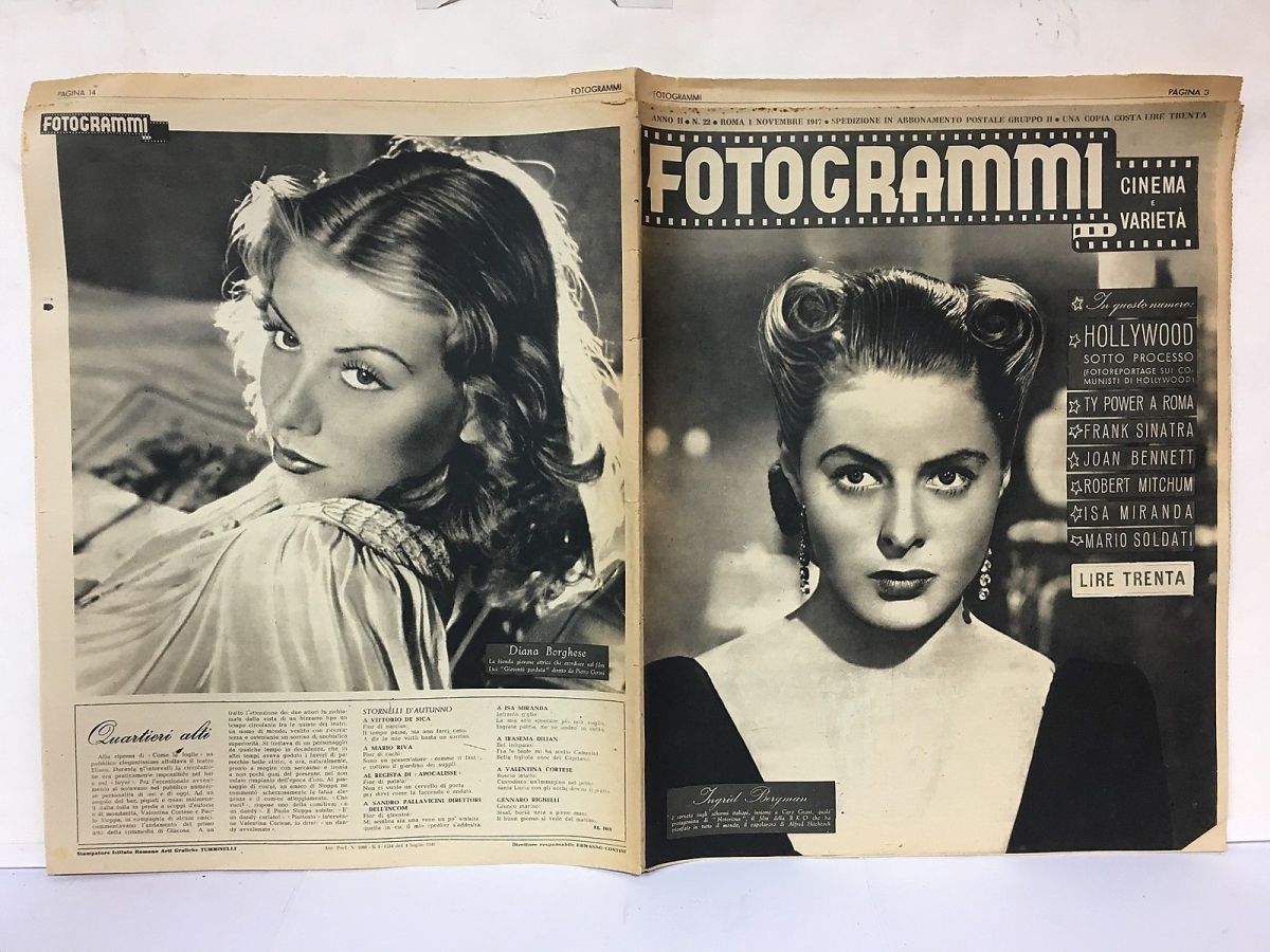 FOTOGRAMMI magazine side cover Issue 22 1 November 1947