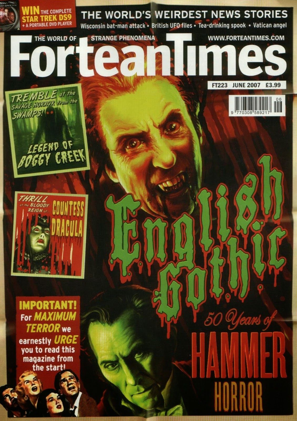 FORTEAN TIMES magazine side cover Issue 223  June 2007