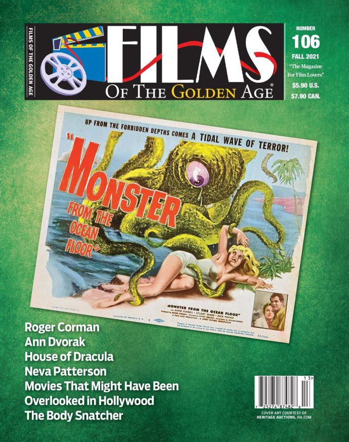 FILMS OF THE GOLDEN AGE magazine side cover Issue 106 Fall 2021