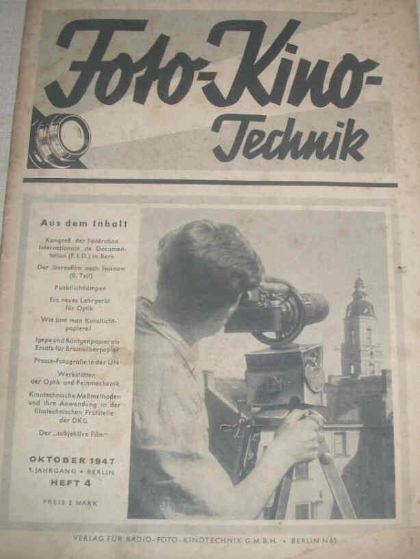 FOTO-KINO-TECHNIK magazine side cover Issue 4   1947
