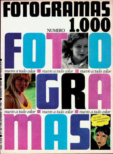 FOTOGRAMAS magazine side cover Issue 1000 15 December 1967