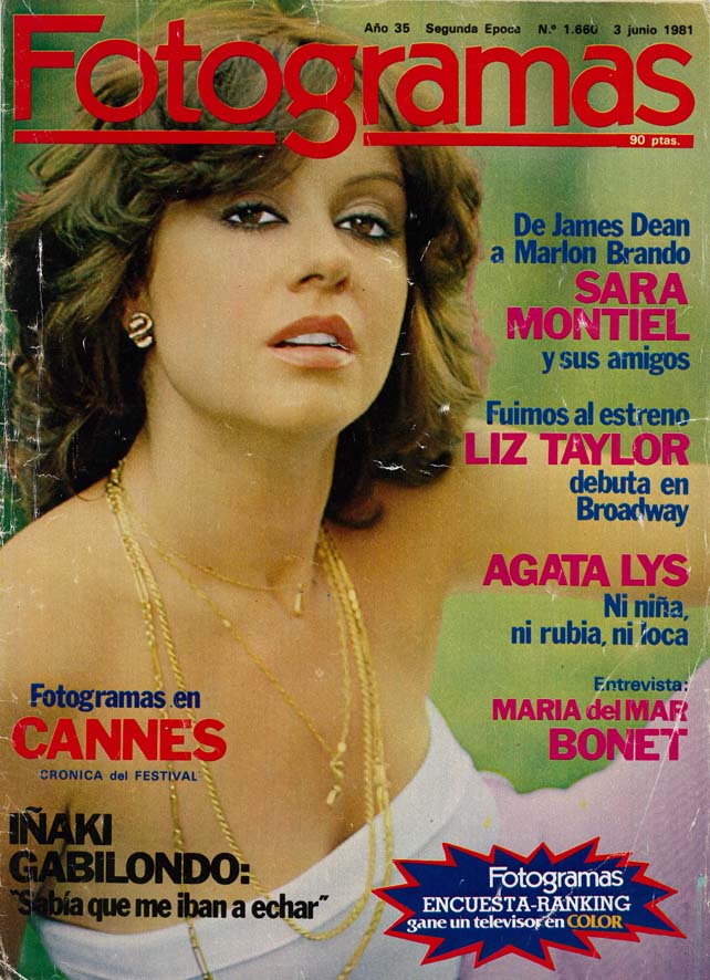 FOTOGRAMAS magazine side cover Issue 1660 3 June 1981