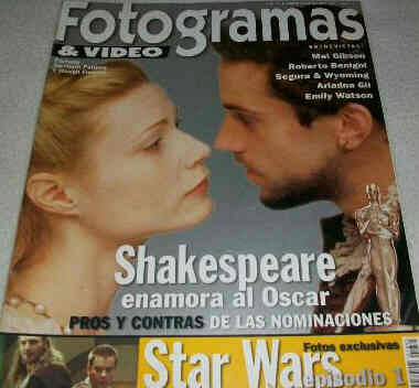 FOTOGRAMAS magazine side cover Issue 1865 March 1999