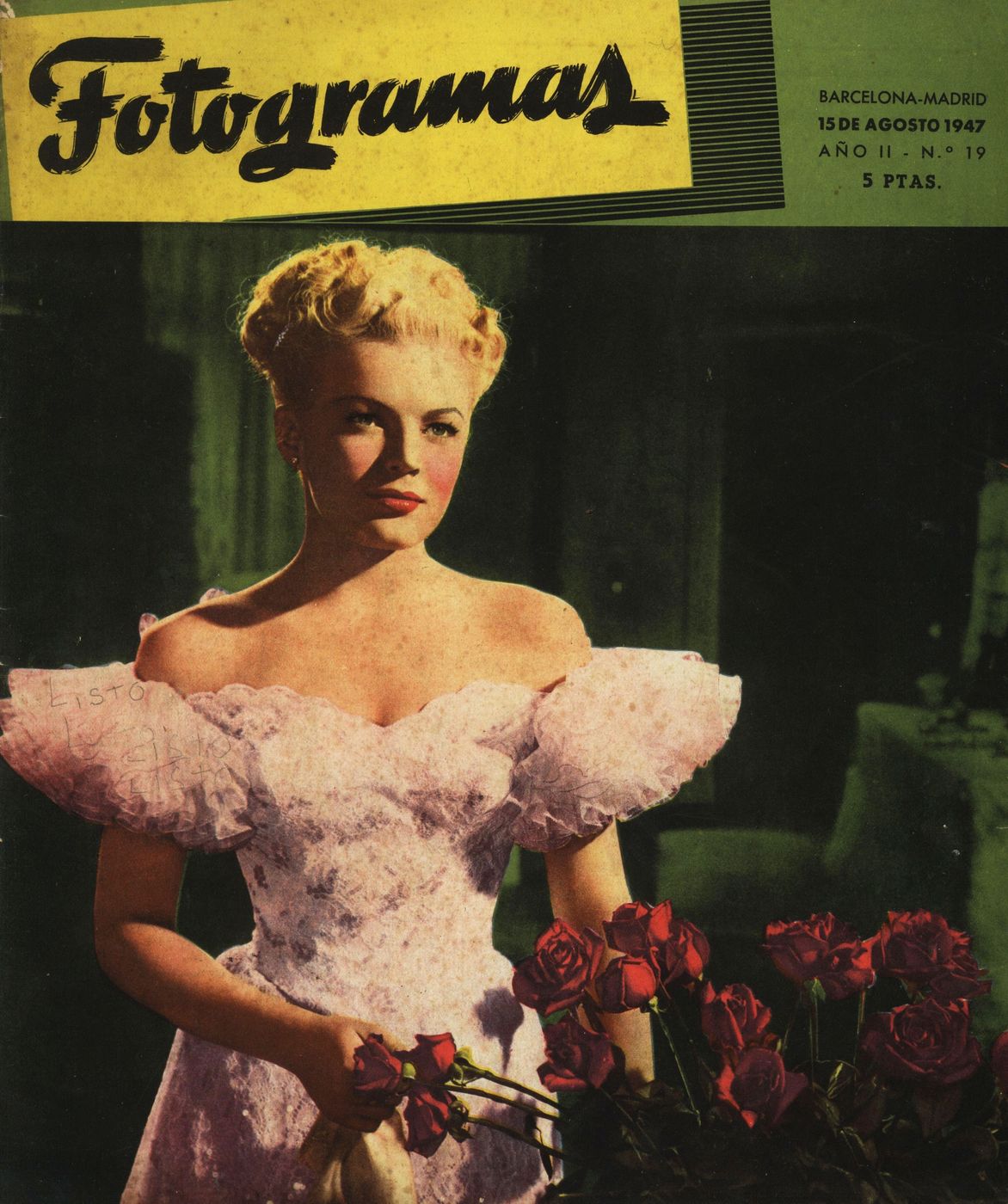 FOTOGRAMAS magazine side cover Issue 19 15 August 1947