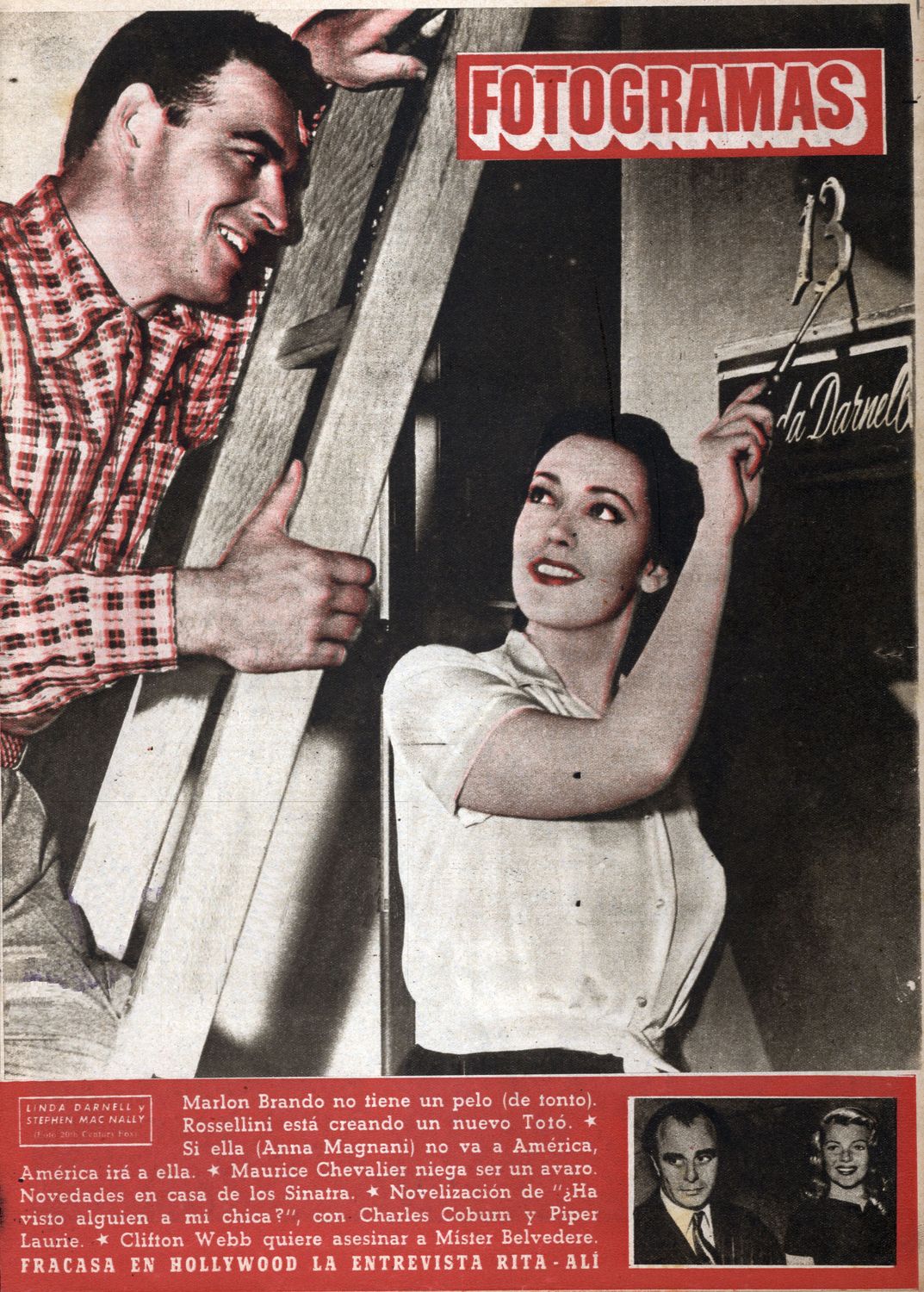 FOTOGRAMAS magazine side cover Issue 196 22 August 1952