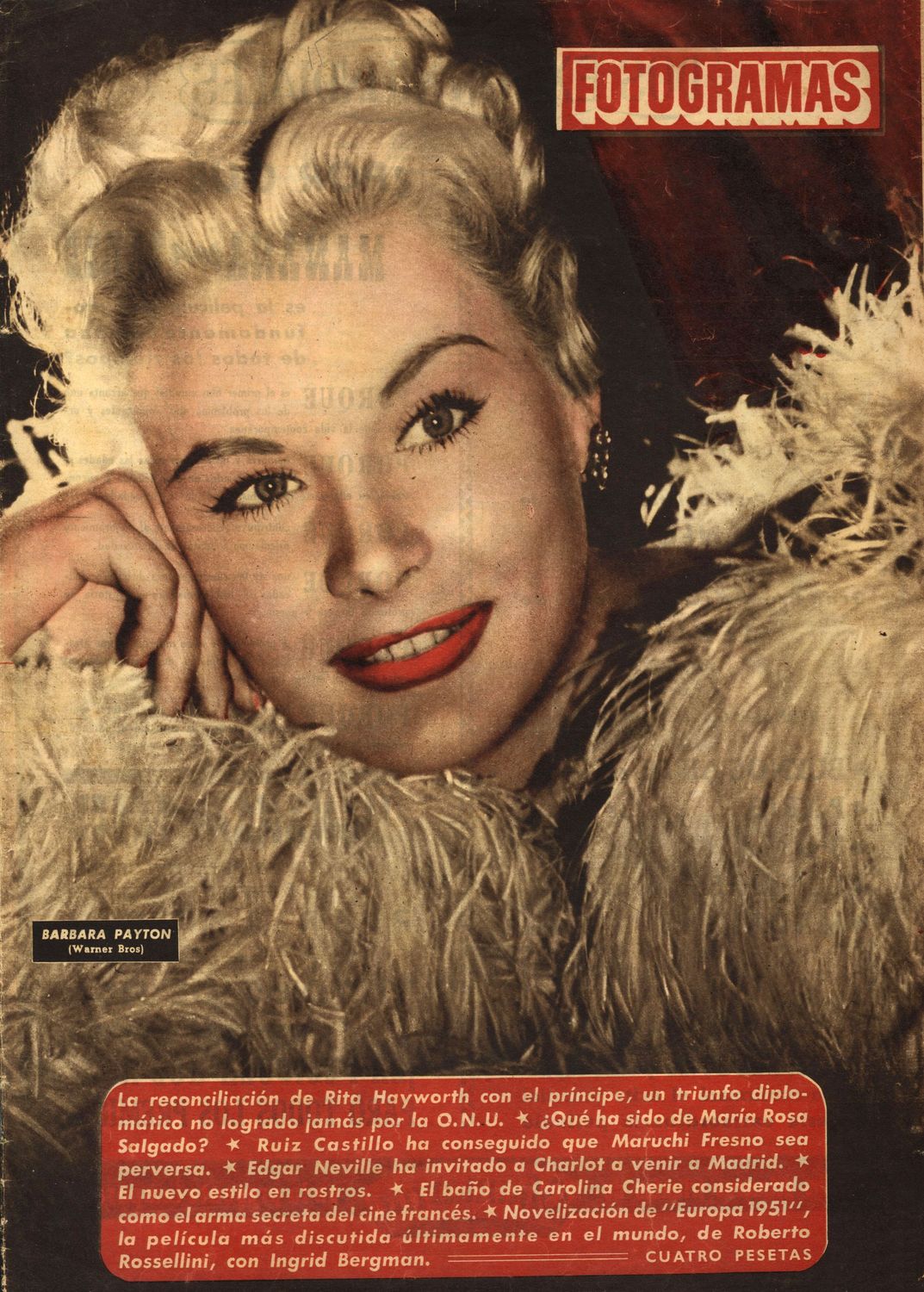 FOTOGRAMAS magazine side cover Issue 203 10 October 1952