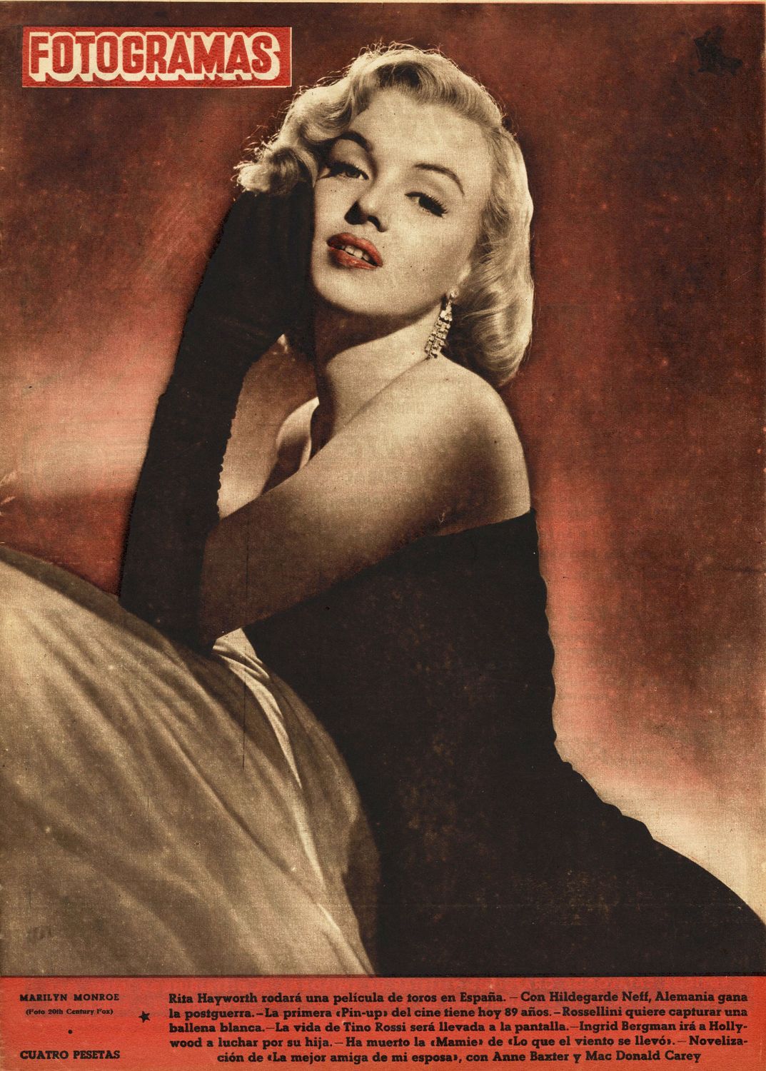 FOTOGRAMAS magazine side cover Issue 210 28 November 1952