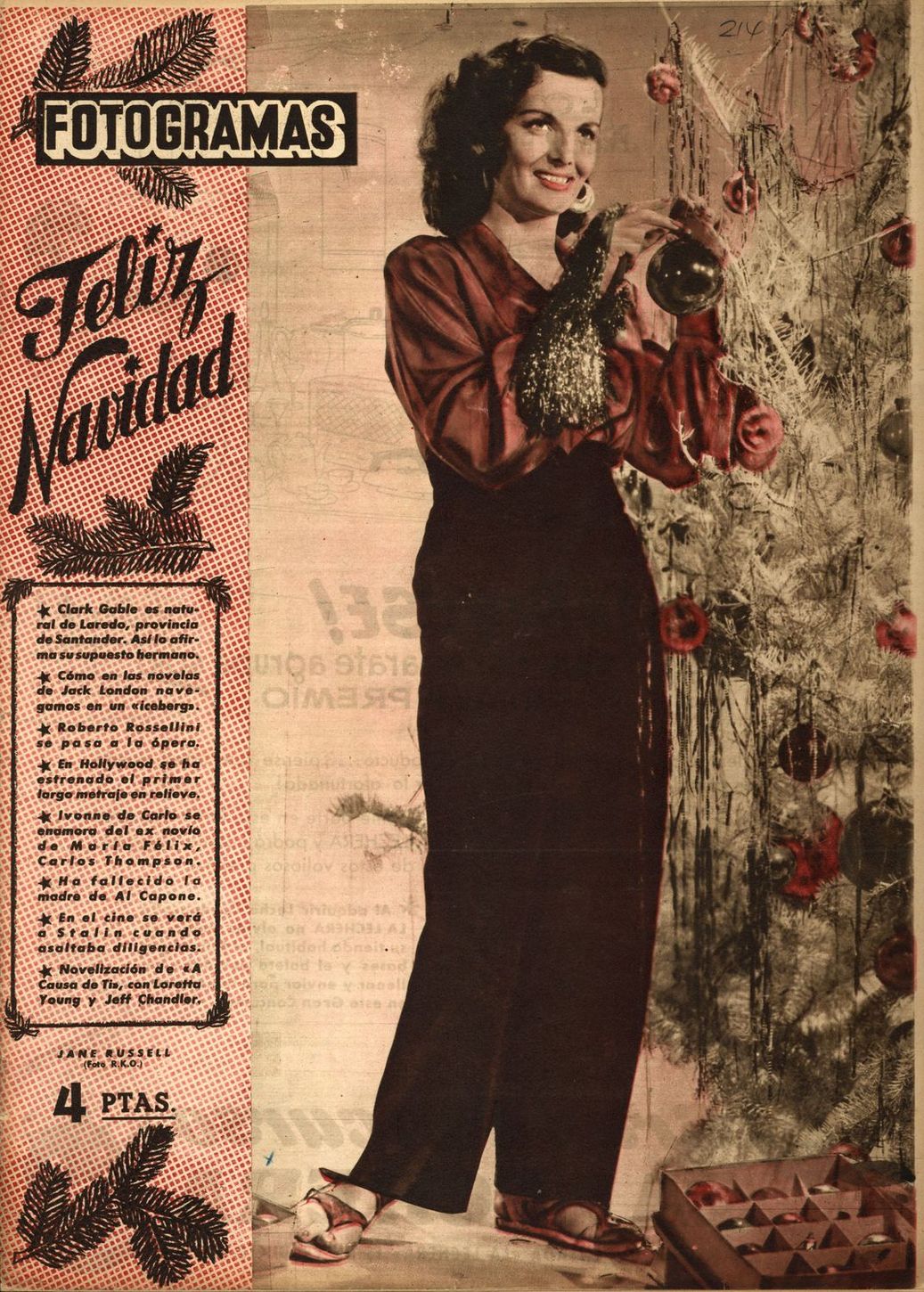 FOTOGRAMAS magazine side cover Issue 214 26 December 1952