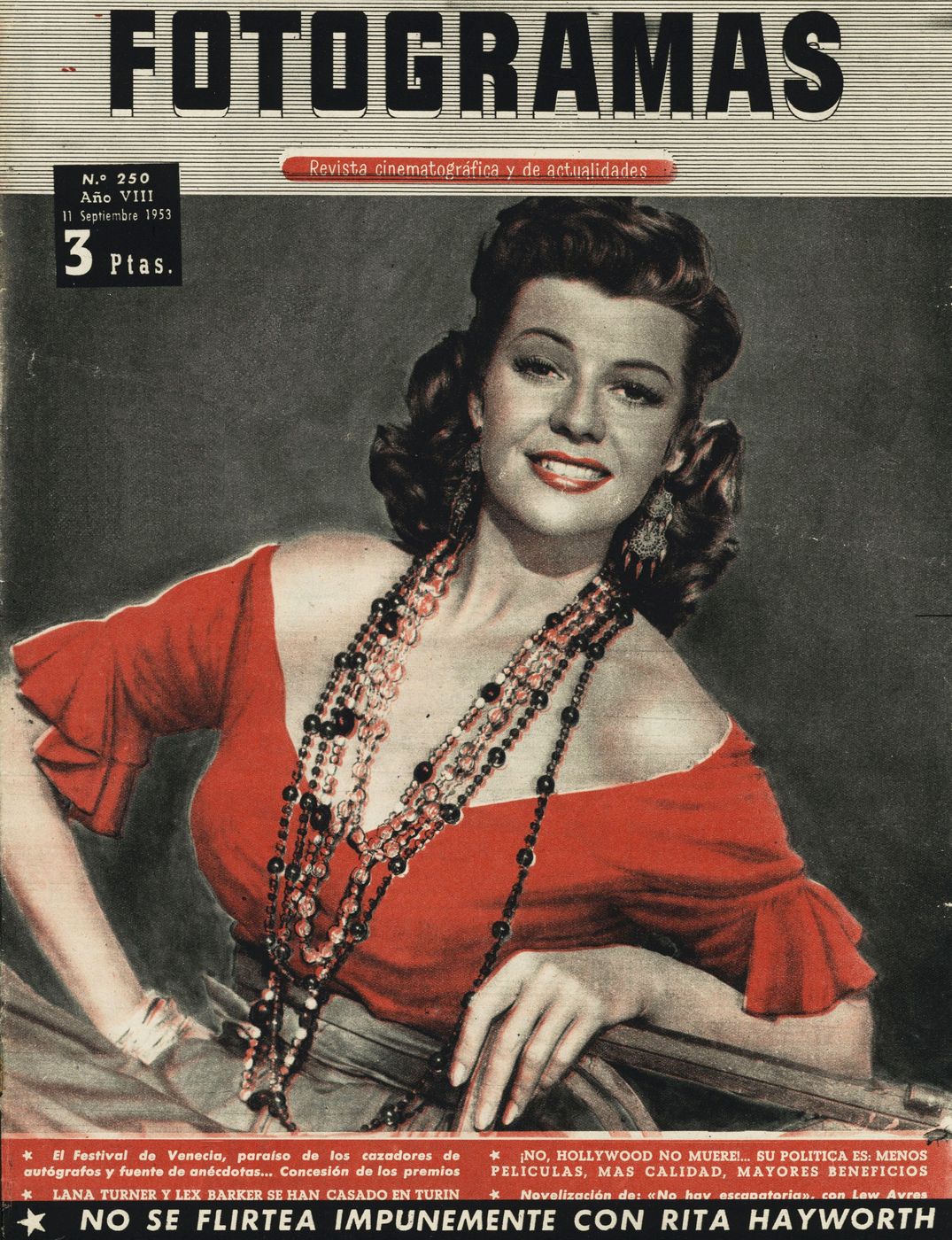 FOTOGRAMAS magazine side cover Issue 250 4 September 1953