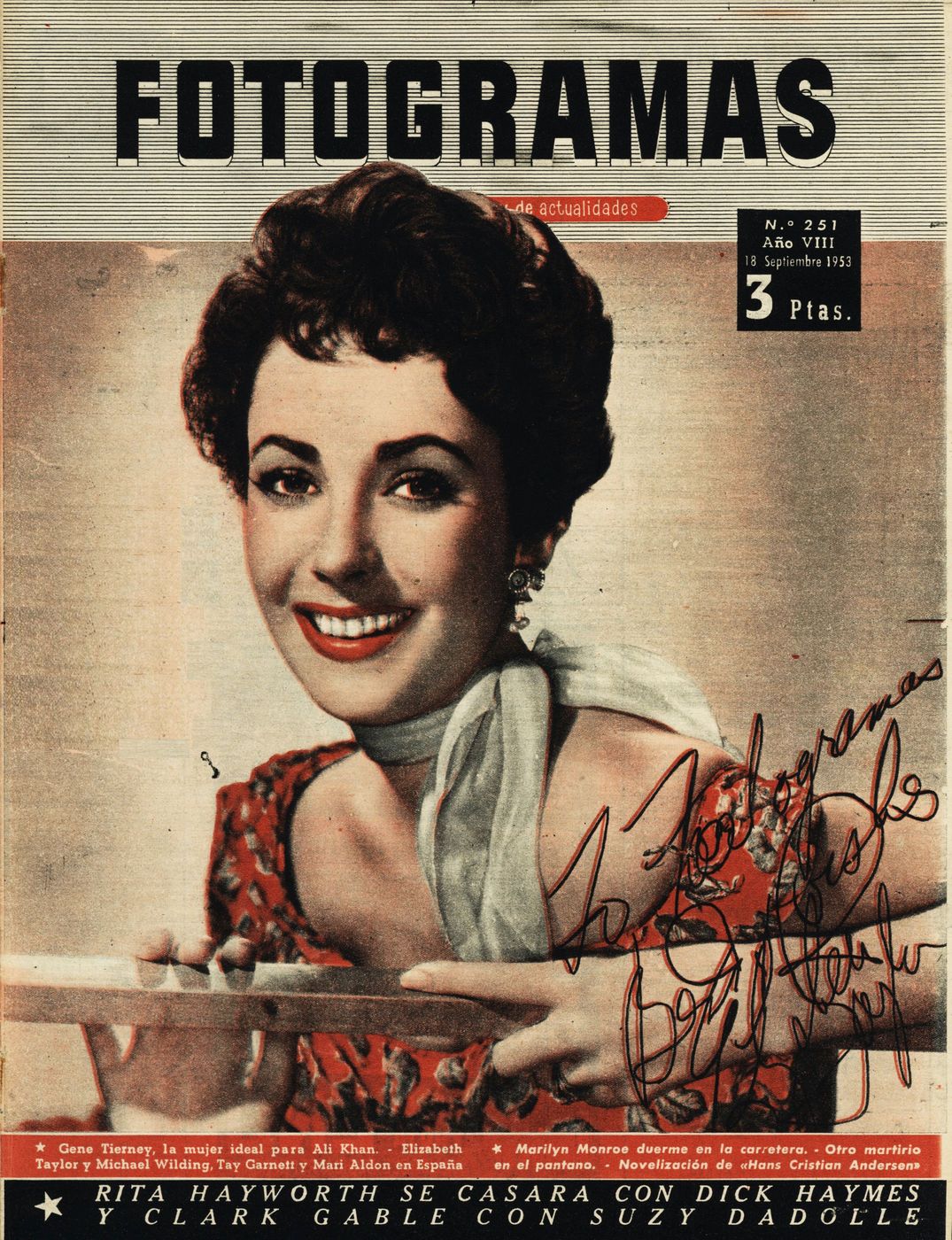 FOTOGRAMAS magazine side cover Issue 251 11 September 1953