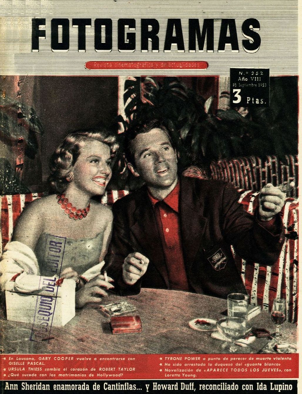 FOTOGRAMAS magazine side cover Issue 252 18 September 1953