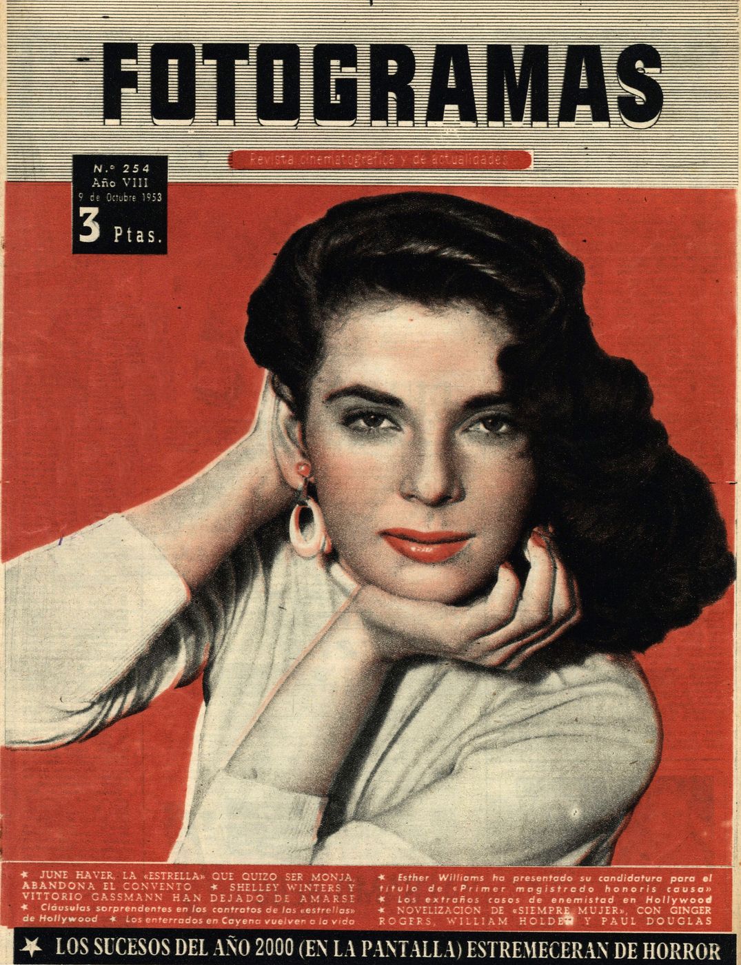 FOTOGRAMAS magazine side cover Issue 254 2 October 1953