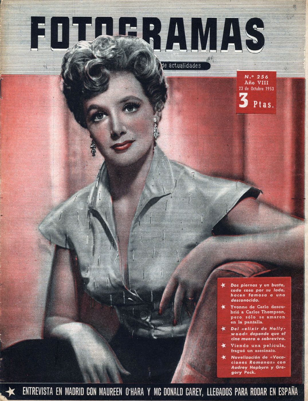 FOTOGRAMAS magazine side cover Issue 256 23 October 1953