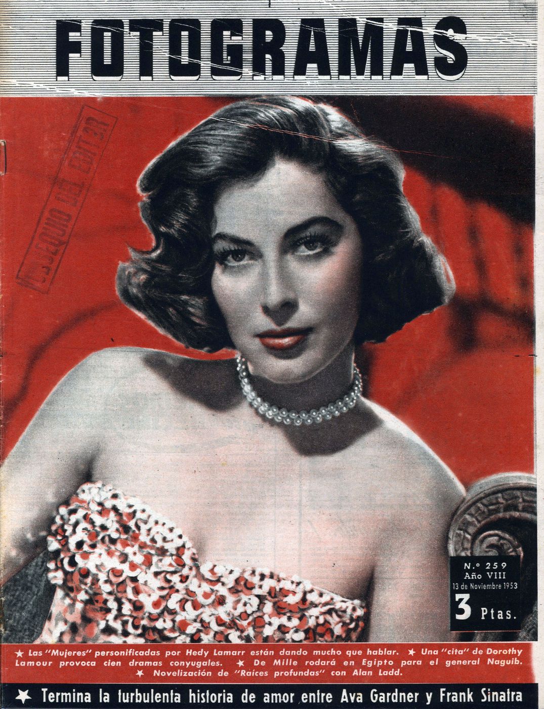 FOTOGRAMAS magazine side cover Issue 259 13 November 1953