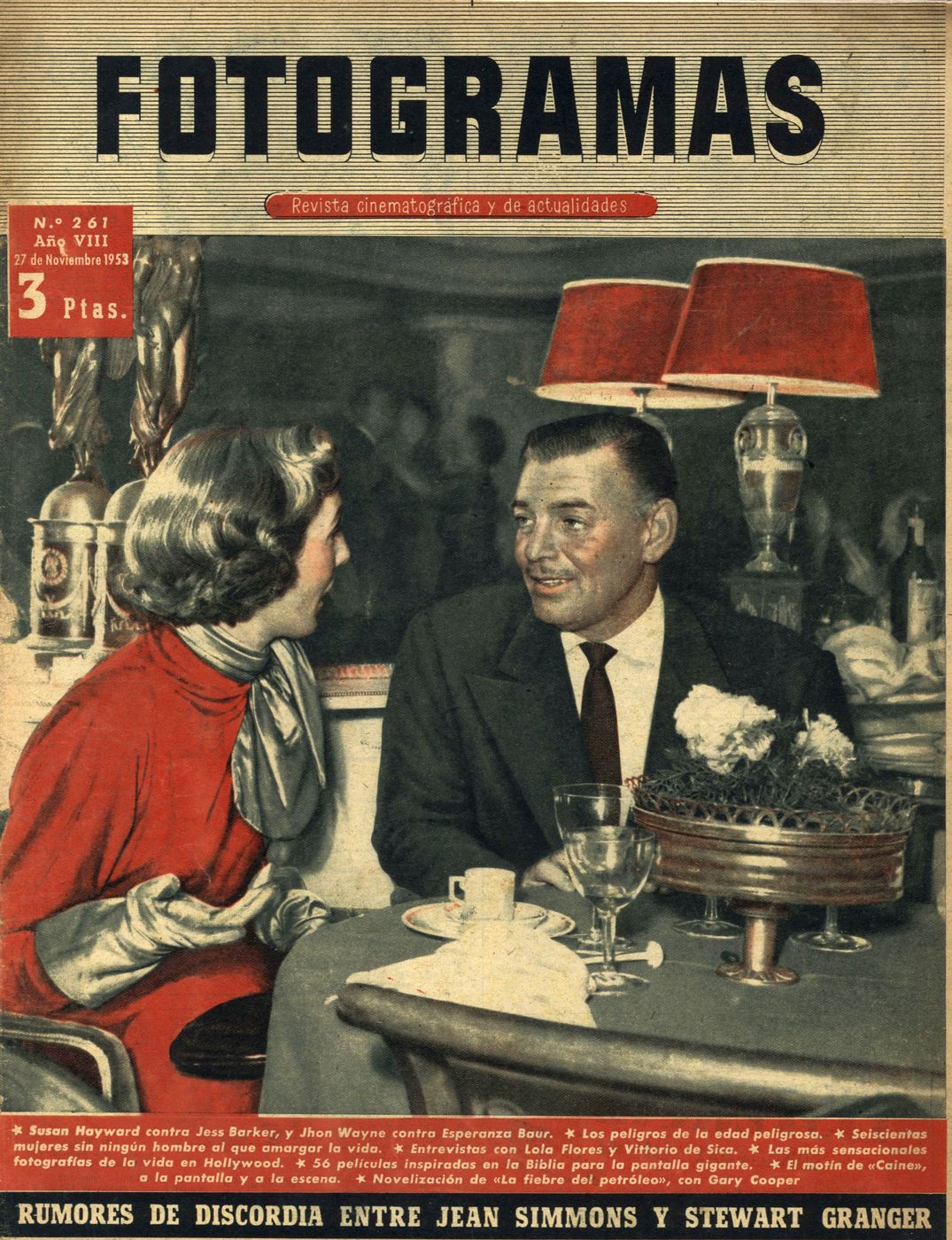 FOTOGRAMAS magazine side cover Issue 261 27 November 1953